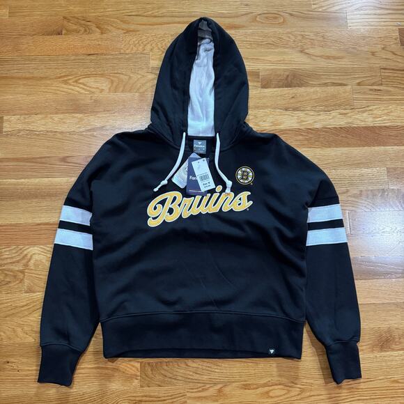 Boston Bruins Womens Oversized Hoodie Size Medium Black Script Fanatics NEW - Picture 1 of 4
